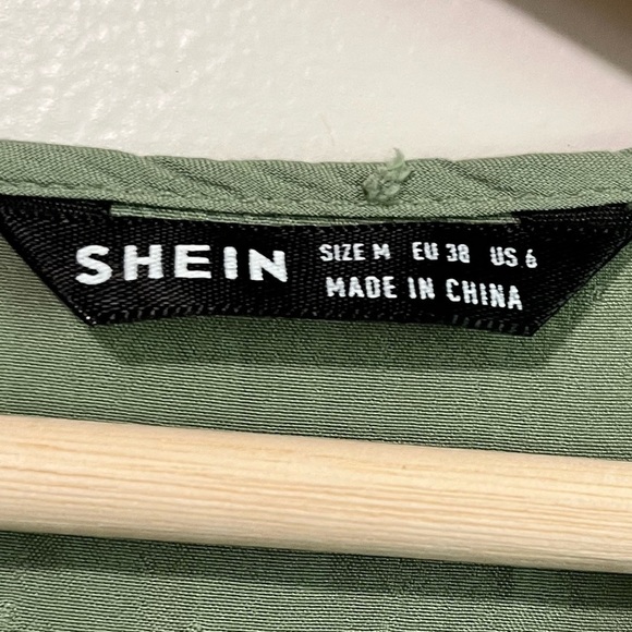 SHEIN Green Swiss Dot Babydoll Dress - Medium - Picture 6 of 8